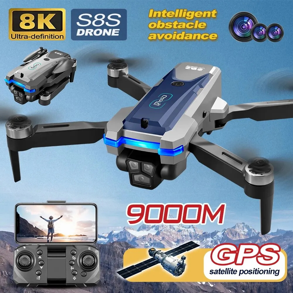 S8S GPS Drone 5G Wifi 8K HD Du - Rc Helicopter Case 评论和价格